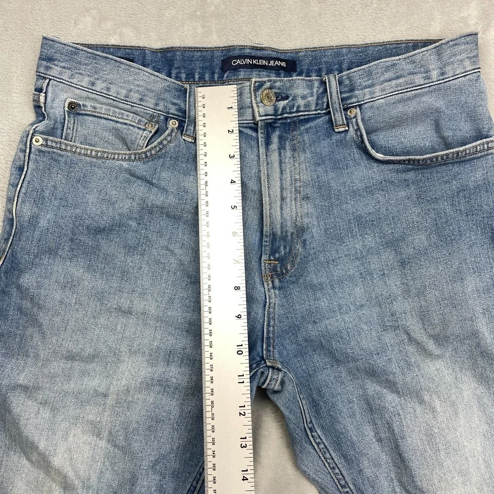 Calvin Klein Jeans Mens‎ 32x30 Blue Denim Light Wash Grunge Straight Leg CKJ 035